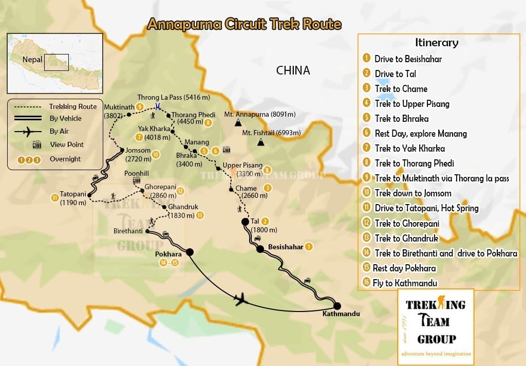 Annapurna Circuit Trek-map