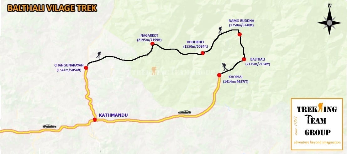 Balthali Village Trek-map