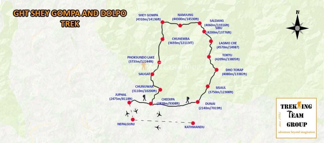 GHT-Shey Gompa and Upper Dolpo Trek-map