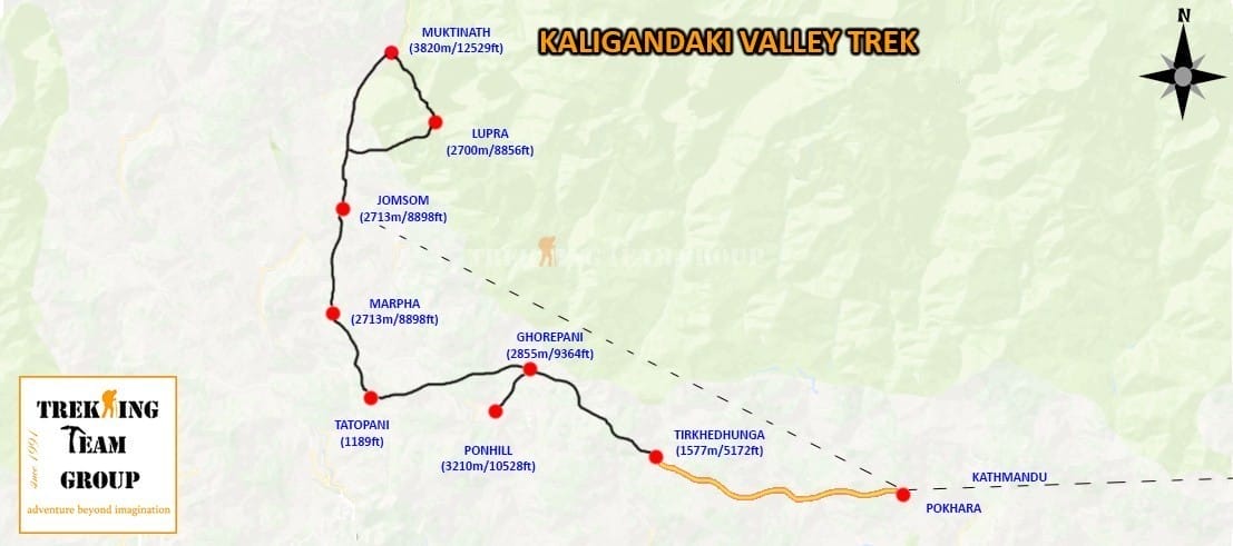 Kaligandaki Valley Trek-map