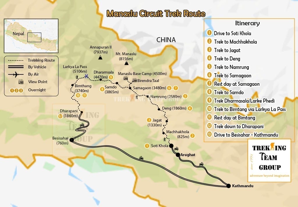 Manaslu Trekking-map