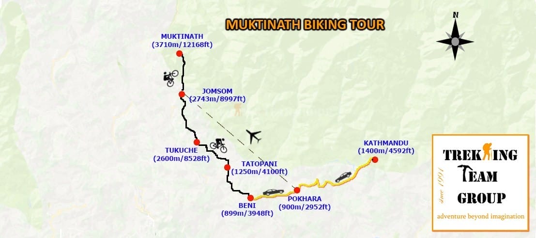 Muktinath Biking Tour-map
