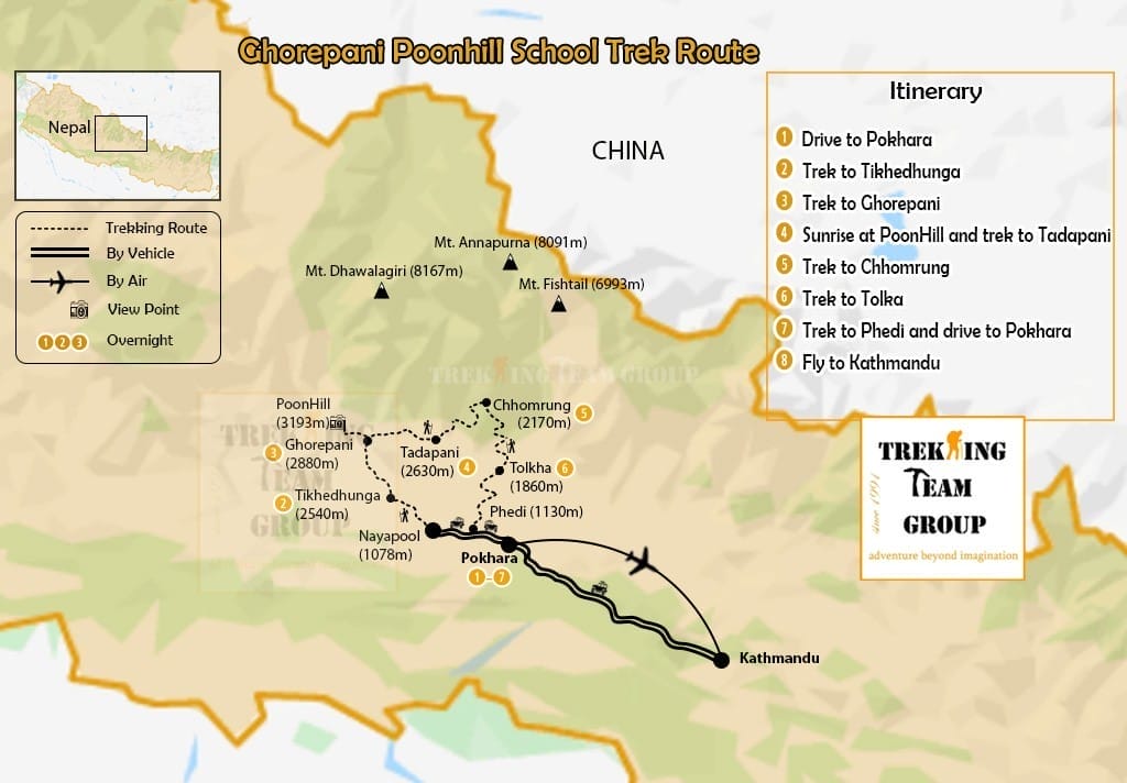 School Travel Ghorepani And Poon Hill Trek-map