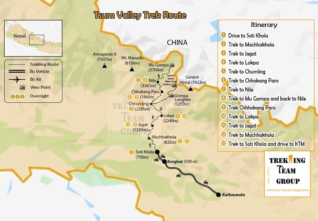 Tsum Valley Trek-map