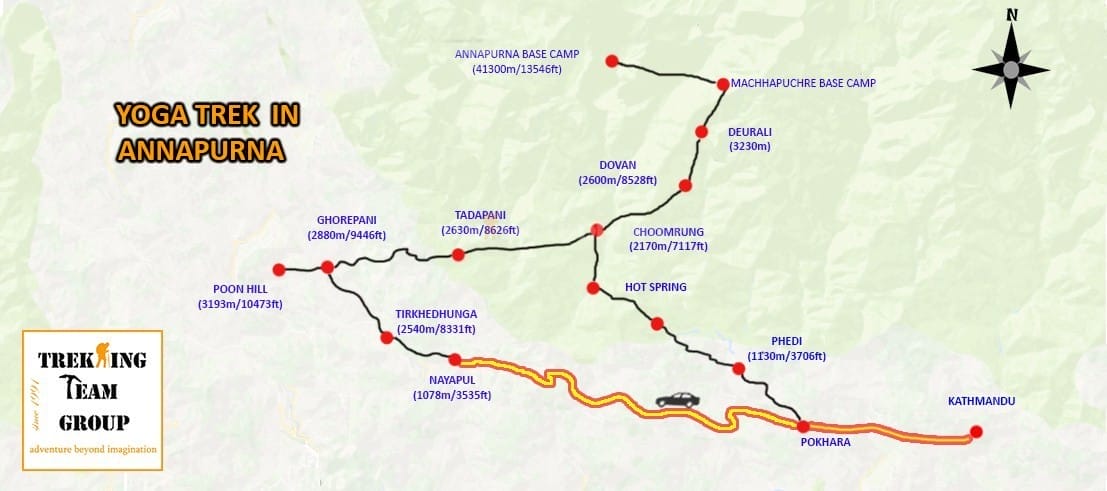 Yoga Trek In Annapurna-map