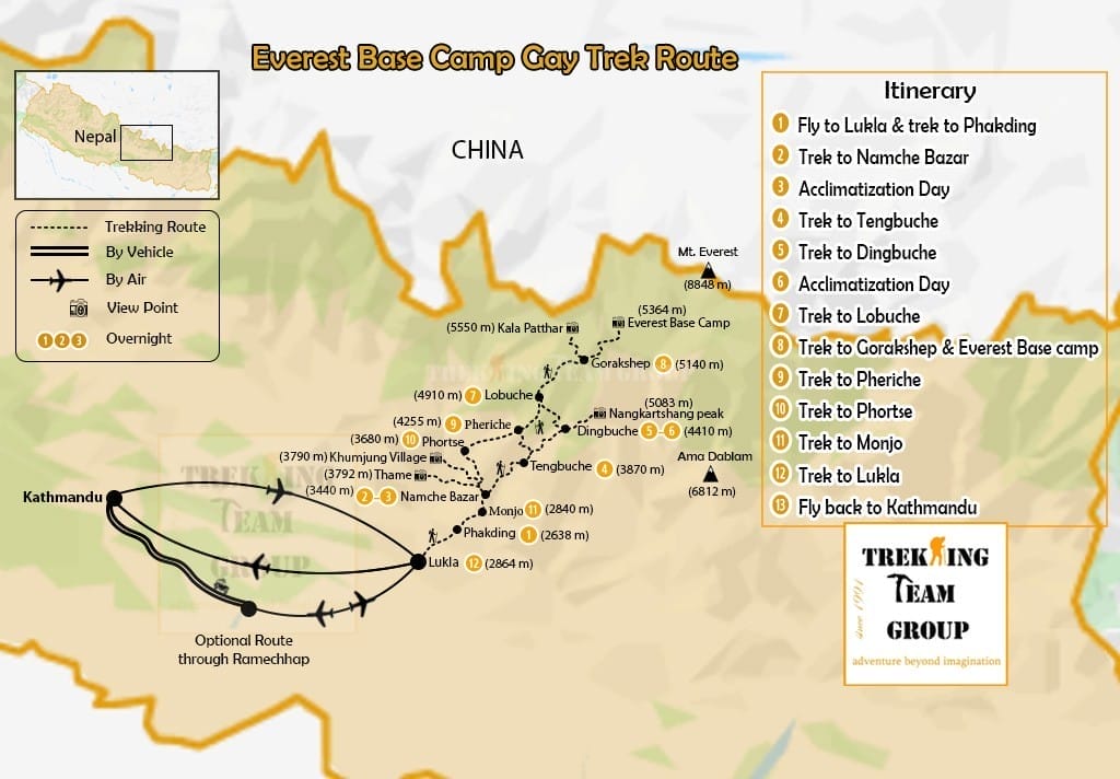 Gay Trek To Everest Base Camp-map